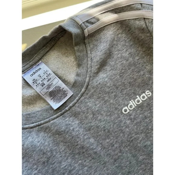 Adidas Essentials 3 Stripe Sweatshirt Gray M - Picture 5 of 5
